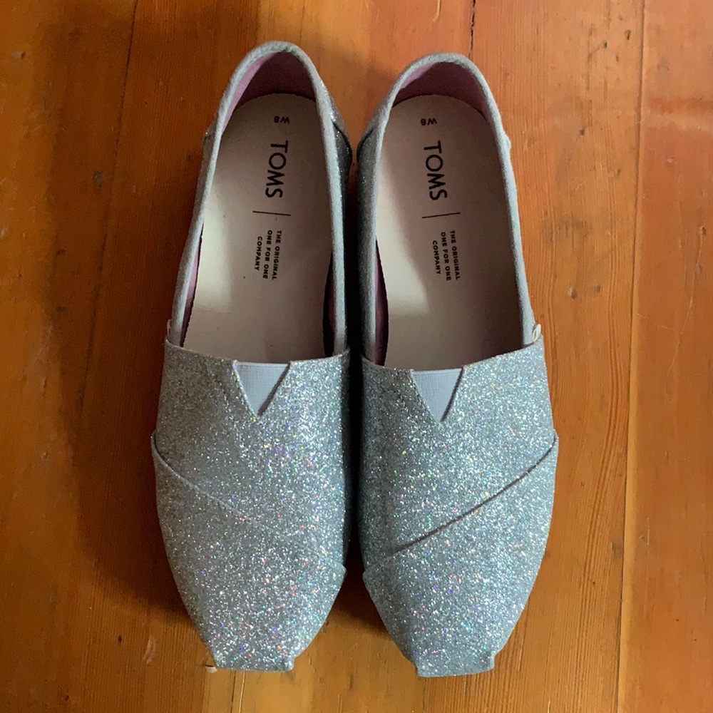 Glitter Toms Slip Ons - Size 8